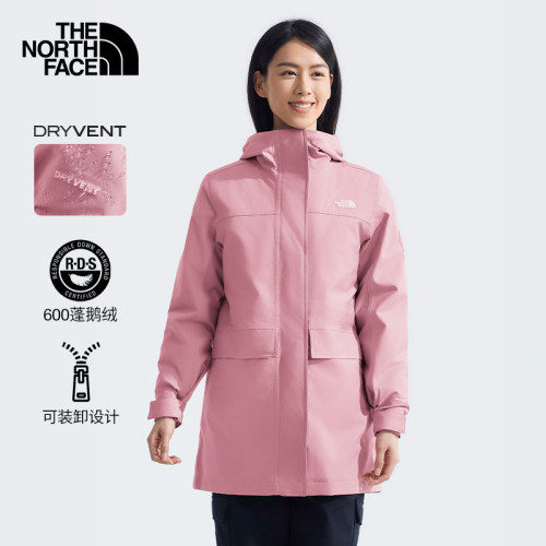 北面女户外防水保暖三合一冲锋衣