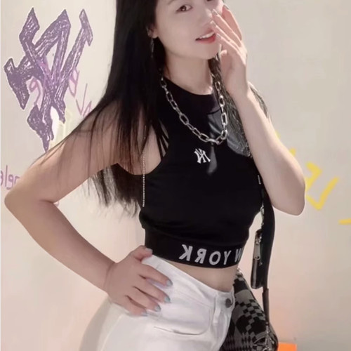 MLB女印花无袖短款吊带运动背心
