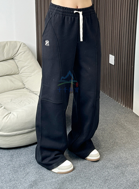 25秋季新款MLB女款长裤NY小标刺绣直筒针织休闲运动裤3FPTB1656