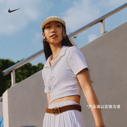 NIKE耐克女子罗纹针织短款POLO衫