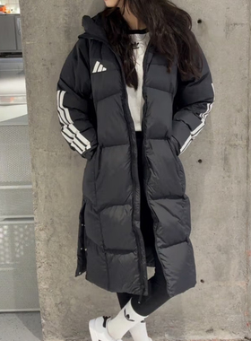 Adidas阿迪达斯男连帽防风运动休闲保暖长款羽绒服JG3840/JG3838