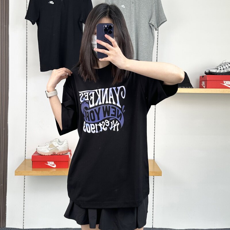 MLB短袖男女字母印花纯色运动T恤