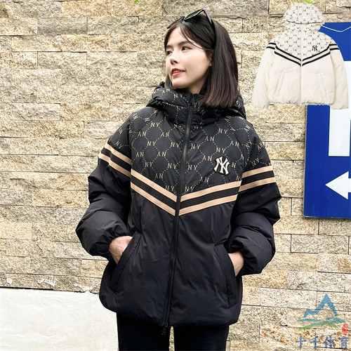 MLB男女NY复古老花撞色羽绒服