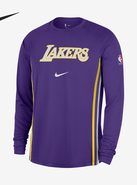 25新款耐克NIKE洛杉矶湖人队男子NBA篮球速干上衣长袖T恤HM7019