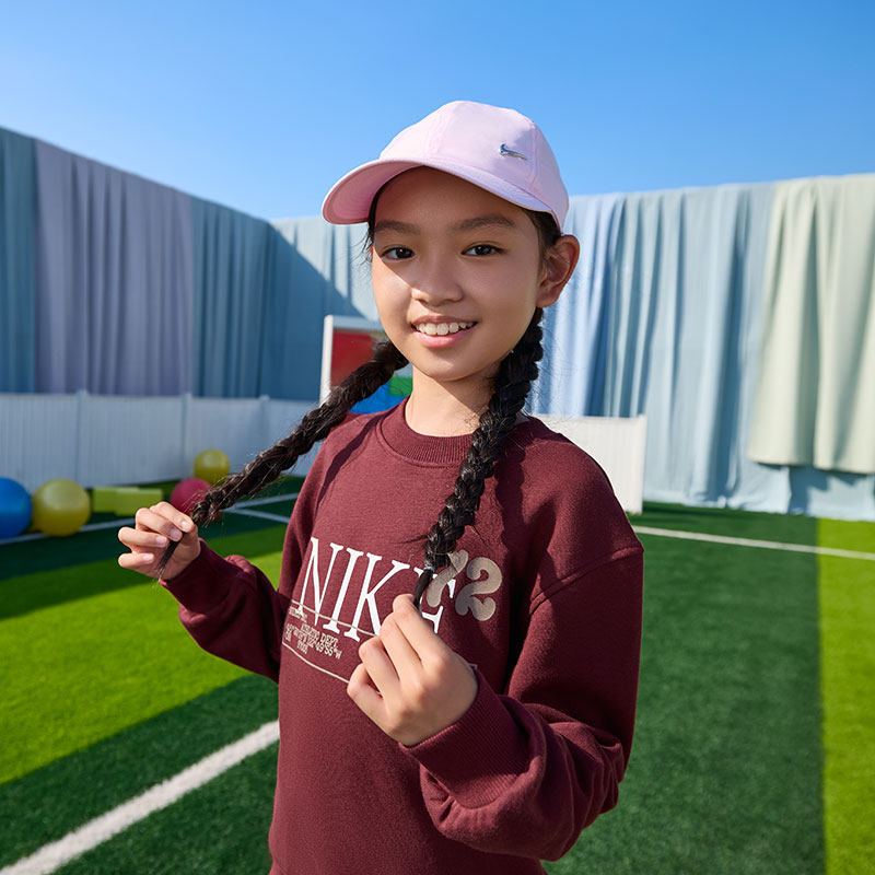 25秋季新款NIKE耐克大童针织运动衫男女童圆领印花卫衣 IM3386