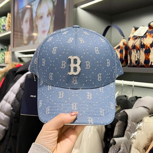 夏季新款MLB棒球帽男女帽子情侣复古老花运动牛仔色休闲3ACPMD13N