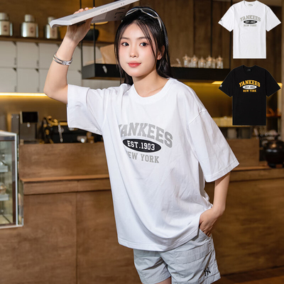 MLB短袖男女字母印花运动T恤NY