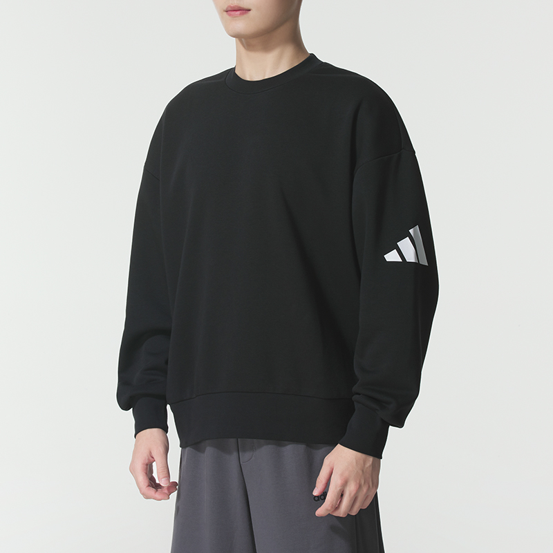 阿迪达斯男子套头打底衫圆领卫衣