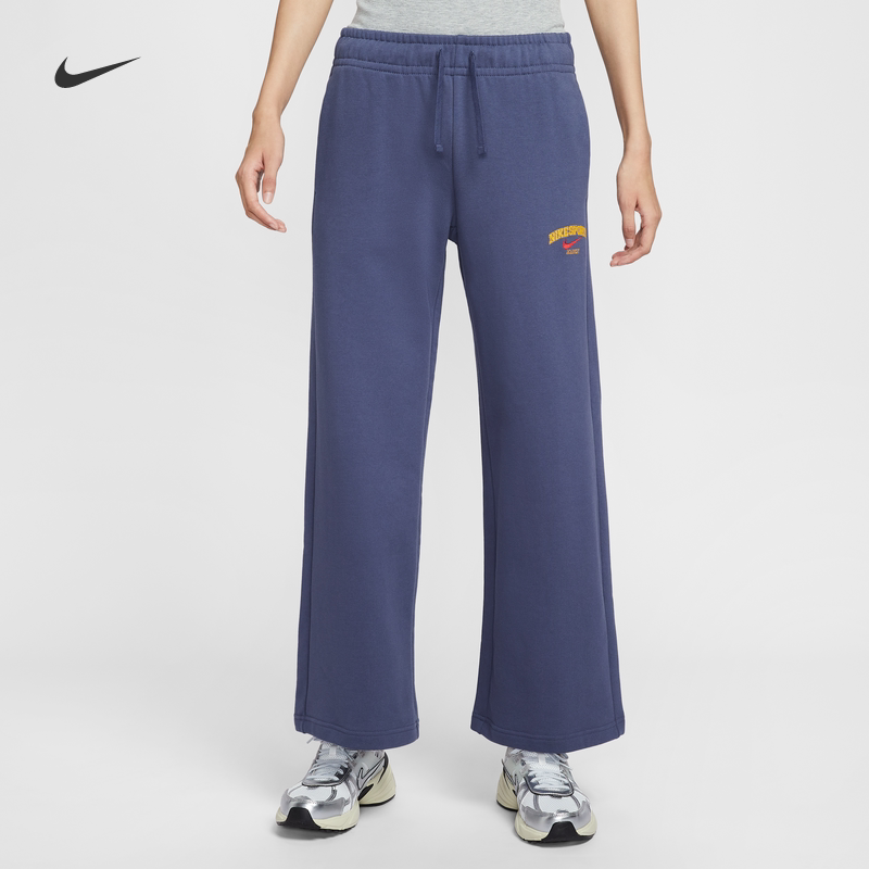 NIKE耐克女子25冬季运动休闲宽松针织纯棉个性阔腿裤长裤IO0483