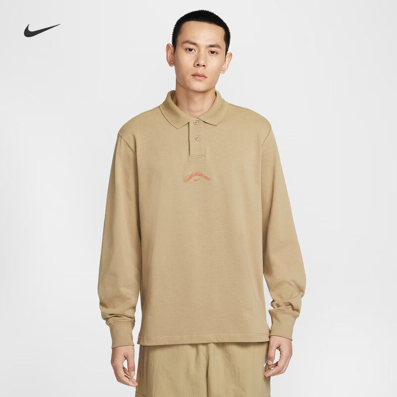 NIKE耐克男子长袖POLOS春季新款纯棉休闲刺绣翻领T恤 CLUB IF0771