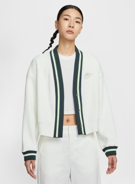 Nike耐克25冬季女子运动休闲针织开衫简约宽松拼接外套夹克IM7468