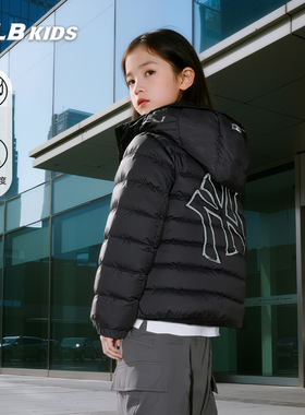 25冬季新款MLB儿童羽绒服NY大标印花连帽运动棉羽外套7ADJB2156