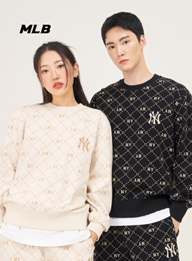 MLB男女圆领卫衣钻石老花满标运动服潮流百搭长袖套头衫3AMTM0134