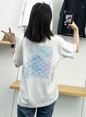 MLB短袖25新款男女NY波普老花情侣凉感休闲半袖运动T恤3ATSX0153