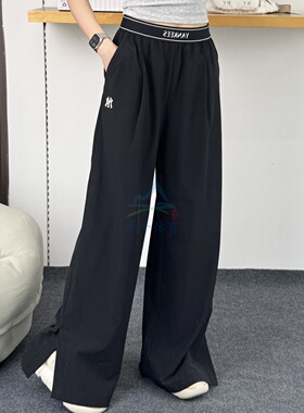 MLB女裤25新款NY字母小标阔腿裤休闲运动裤直筒长裤3FWPB0153