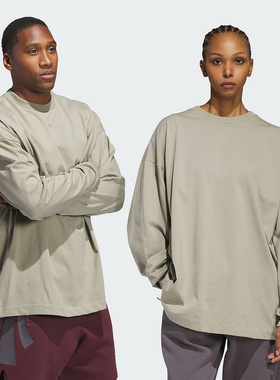 Adidas阿迪达斯长袖T恤男女圆领棉质透气运动套头衫JD6131/JD6130