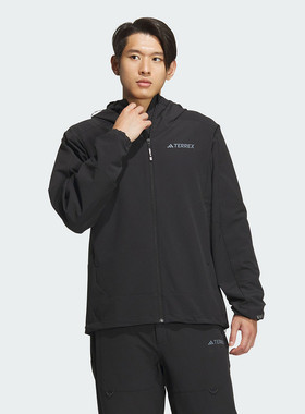 Adidas阿迪达斯软壳衣男抗风透湿疏水连帽运动外套JE8282/IP0737