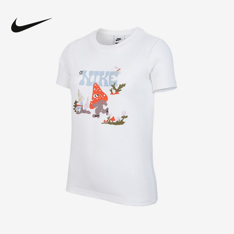 25夏季Nike耐克女童SPORTSWEAR大童T恤宽松纯棉柔软短袖IF0601