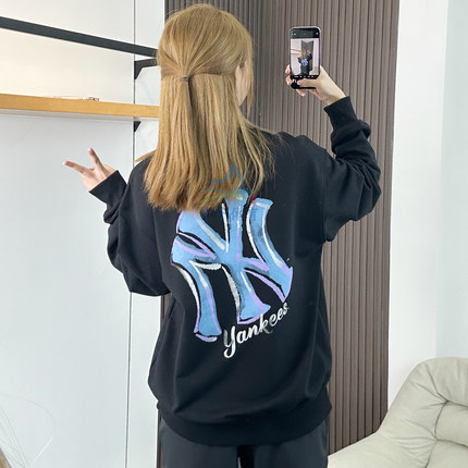 25秋季新款MLB卫衣男女NY大标彩色印花圆领运动套头衫3AMTB3254