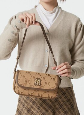 MLB儿童斜挎包男女童25新款NY钻石满印老花信封包单肩包7ACRM046N