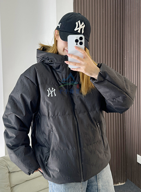 MLB男女情侣款25秋冬NY复古暗纹老花满标保暖棉羽绒外套3ADJM0856