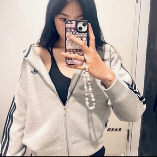 Adidas阿迪达斯三叶草外套女运动连帽衫针织夹克衫JY2620/JY2619