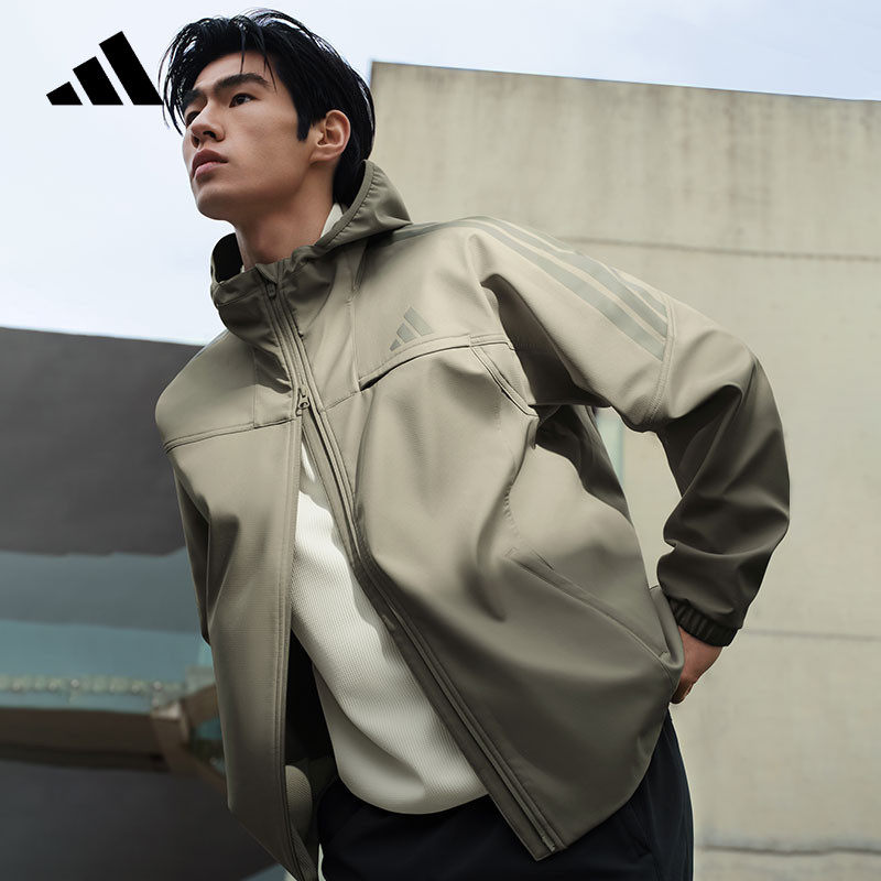 26新款adidas阿迪达斯男三条纹风衣外套防风加绒男梭织夹克KQ8526