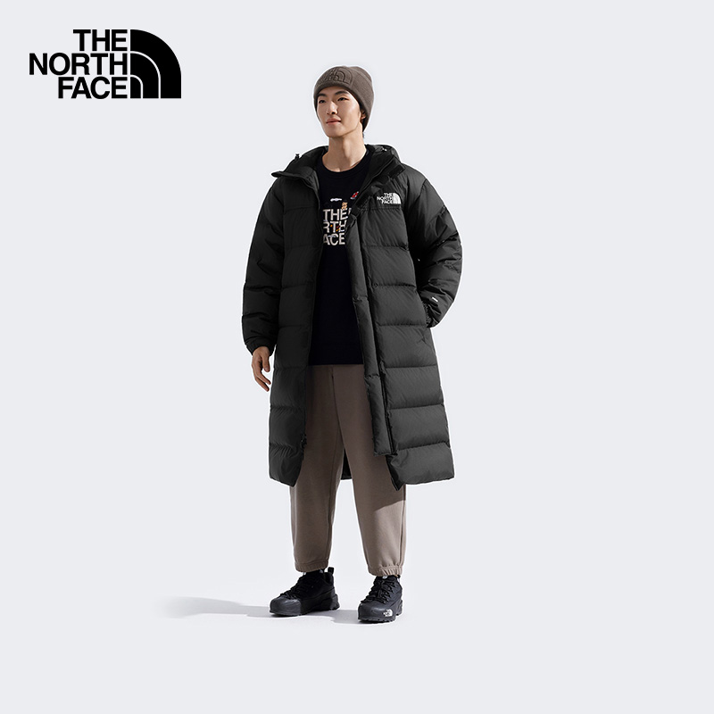 北面ICON户外防泼水长款羽绒服男