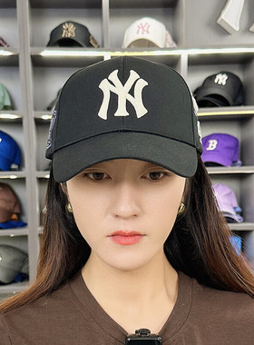 MLB情侣棒球帽男女NY刺绣大标运动休闲遮阳硬顶鸭舌帽3ACPV053N
