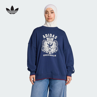 25新款 JW6051 adidas阿迪达斯三叶草女子宽松运动套头卫衣JW6049