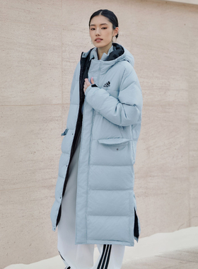25新款Adidas阿迪达斯男女保暖长款运动连帽羽绒服KF6747/KF6746