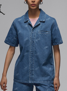 Nike耐克乔丹JORDAN短袖女子运动休闲印花牛仔短袖T恤衬衣FN5770