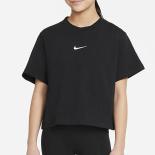 Nike耐克24夏季女童大童T恤宽松纯棉休闲轻便柔软大童短袖DH5750