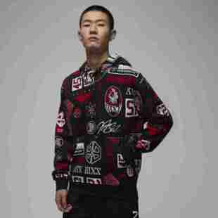 卫衣HM7255 Jordan耐克乔丹男子印花加绒保暖套头连帽衫 25春季 新款