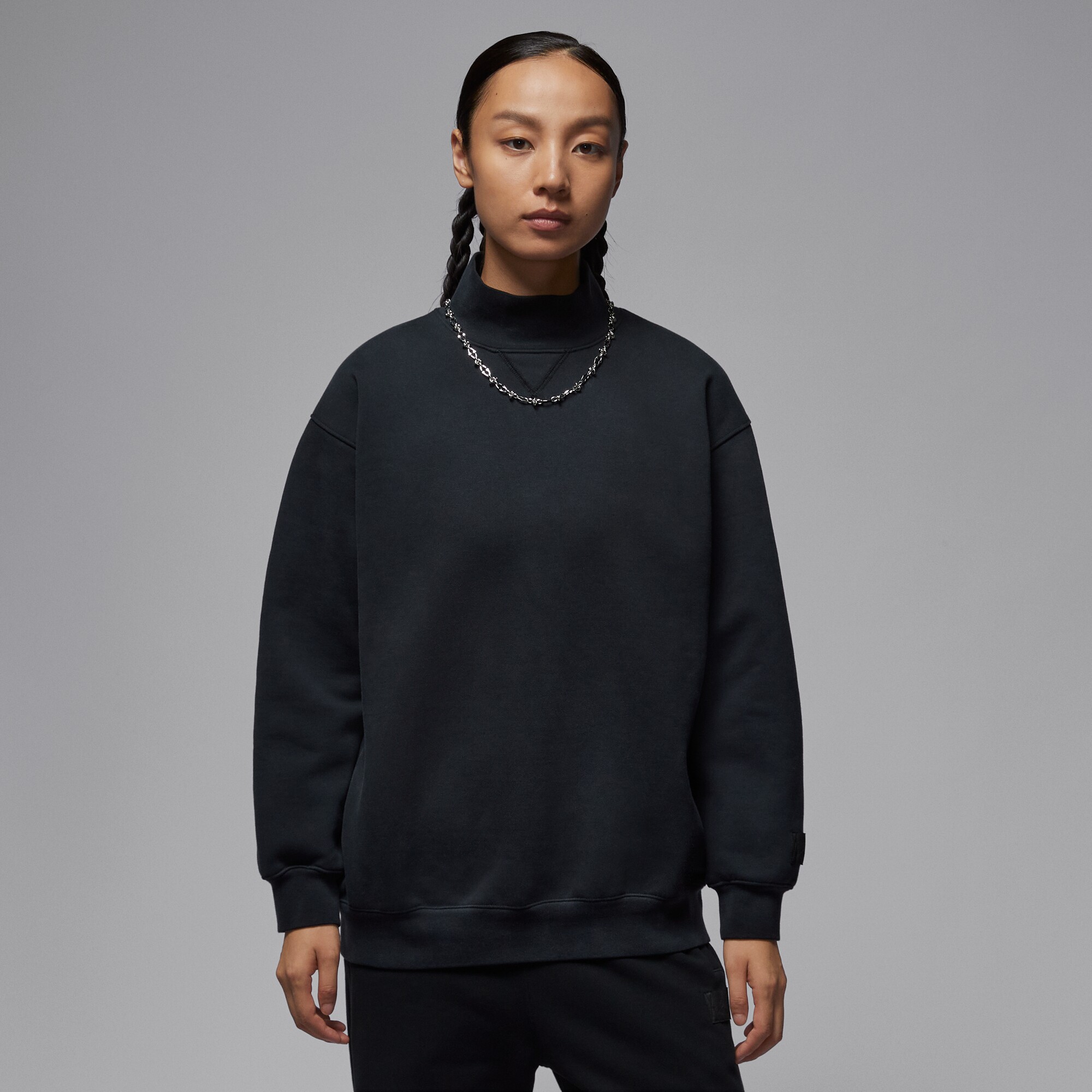 NIKE耐克JORDAN女子25冬季运动休闲宽松加绒拼接套头卫衣HV0314