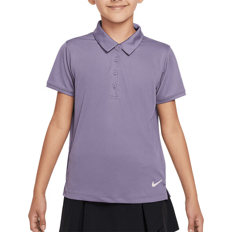 NIKE耐克女童25秋新款T恤运动时尚休闲上衣透气polo衫短袖 DN1967