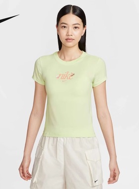 25夏季新款Nike耐克NSW CHILL KNIT女子修身版型图案T恤HF9723