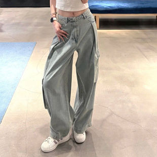 Adidas阿迪达斯三叶草女工装风梭织牛仔布运动长裤KU9534/KU9533