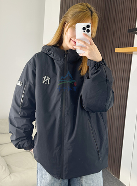 25冬季新款MLB羽绒服男女NY防泼水轻薄纯色运动棉羽外套3ADJB0156