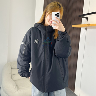 25冬季 MLB羽绒服男女NY防泼水轻薄纯色运动棉羽外套3ADJB0156 新款