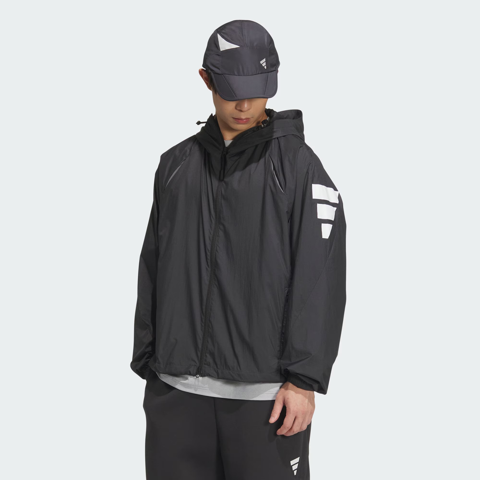 阿迪达斯男运动梭织连帽夹克外套