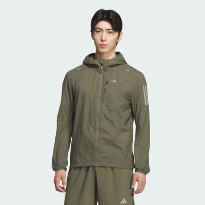 阿迪达斯男防风跑步连帽夹克外套