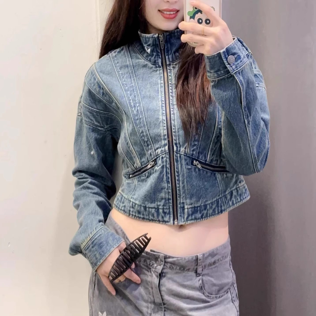 阿迪达斯三叶草女子牛仔夹克外套