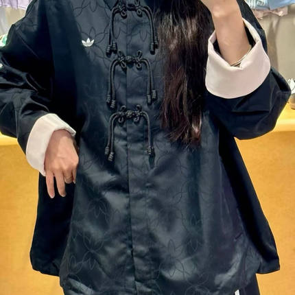 adidas阿迪达斯三叶草女子新中式国风盘扣衬衫外套KB6407/KB6408