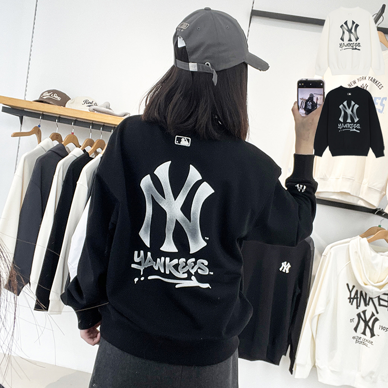 MLB男女NY字母圆领卫衣套头衫