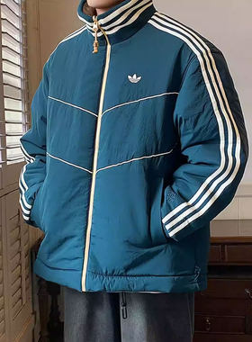 阿迪达斯三叶草Cny系列男子两面穿保暖棉服夹克外套KT0640/KT0639