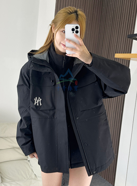 MLB冲锋衣外套男女25新款NY三合一防水宽松连帽运动夹克3AWJB0156