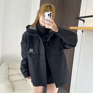 MLB冲锋衣外套男女25新款NY三合一防水宽松连帽运动夹克3AWJB0156