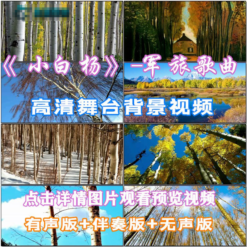 小白杨军旅歌曲配乐伴舞led春节晚会舞台屏幕高清视频素材定制
