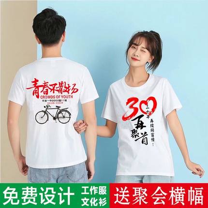 同学聚会t恤定制衣服20年30年40毕业班服8纯棉短袖团队纪念文化衫